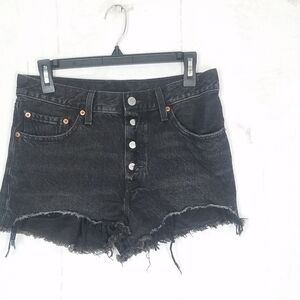 Levi's 501 exposed button front black shorts